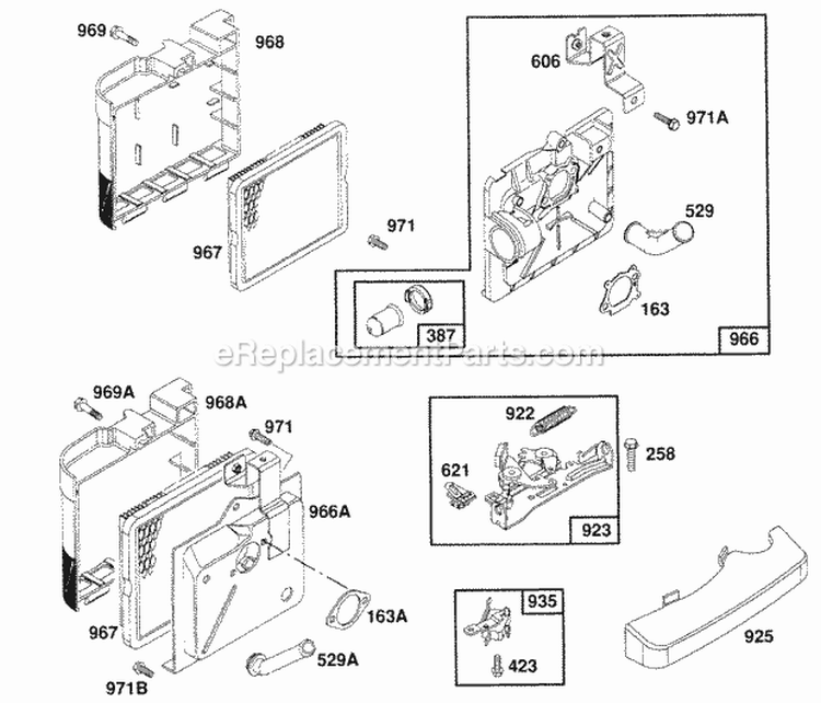 Air Cleaner Groups Brake Diagram and Parts List for 123882-3420-01  Briggs and Stratton Engine